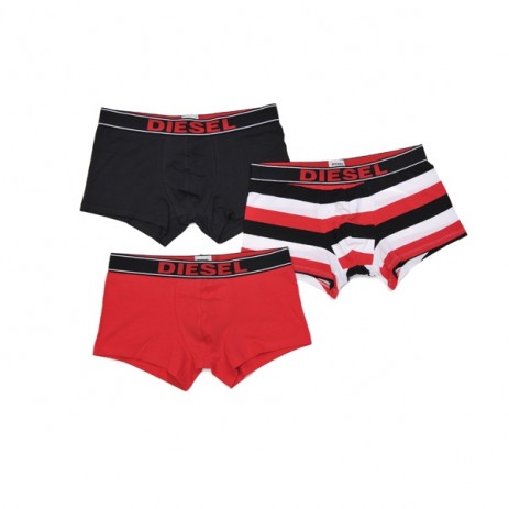 Diesel Shawn Boxer Trunk 3 Pack Zwart Rood