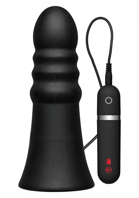 Kink Vibrating Buttplug Rippled 8 Inch Black