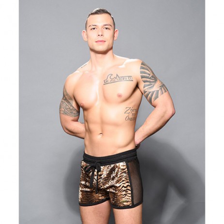 Andrew Christian Plush Tiger Net Jogger Short schuin voor