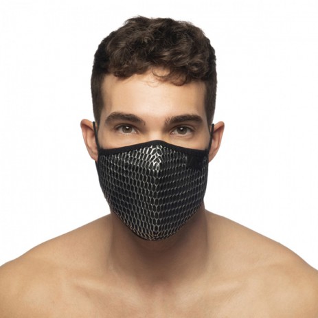 Addicted Party Face Mask - Zwart model voorkant