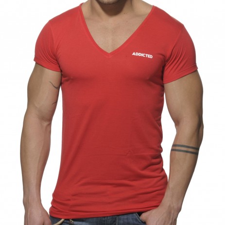 Addicted Basic V-Neck T-Shirt - Rood