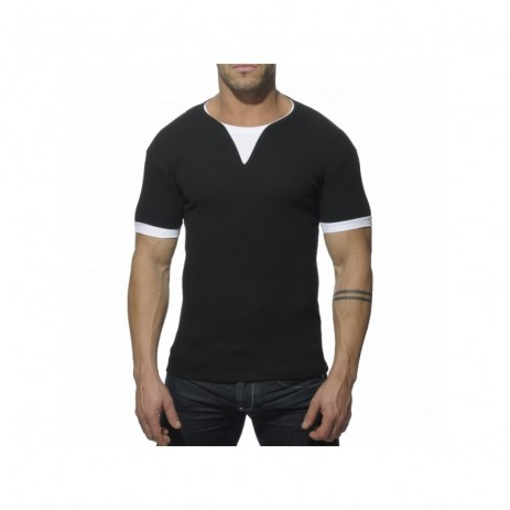 Addicted Ribbed T-Shirt - Zwart
