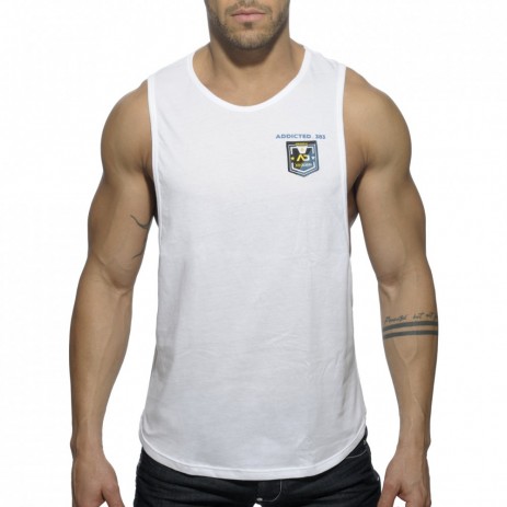 Addicted AD383 Badge Tank Top Wit