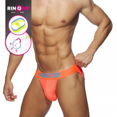 Addicted Ring Up Neon Mesh Bikini - Neon Oranje