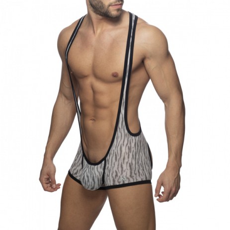 Addicted Tiger Print Bottomless Singlet - Grijs zijkant