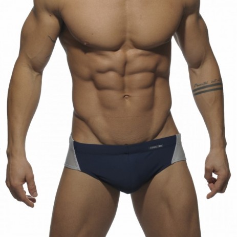 Addicted ADS043 Silver Logo With Mathing Contrast Brief Navy