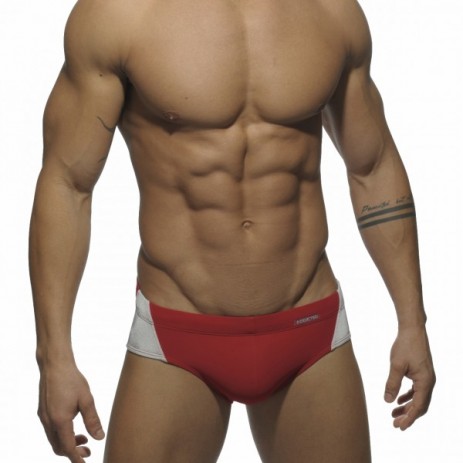 Addicted ADS043 Silver Logo With Mathing Contrast Brief Rood Voorkant