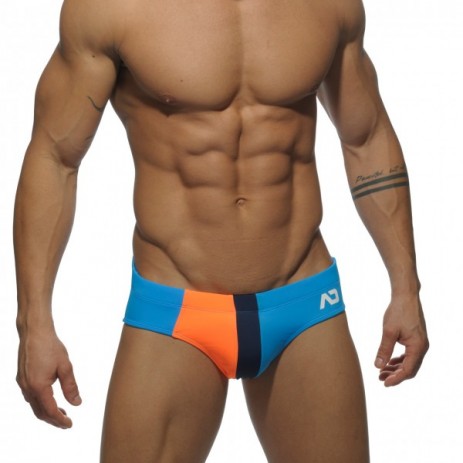 Addicted ADS053 Racing Two Tone Contrast Stripe Brief Blauw Voorkant