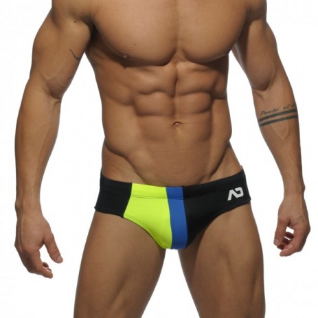 Addicted ADS053 Racing Two Tone Contrast Stripe Brief Zwart Voorkant