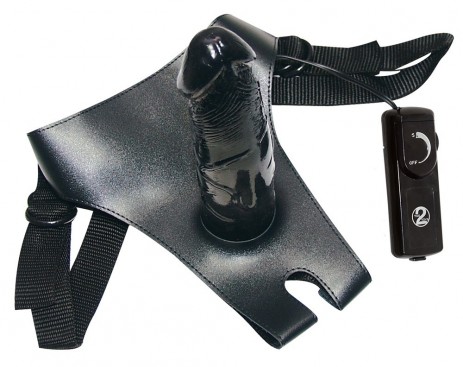 Black strap-on - voorbind dildo
