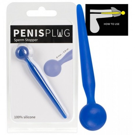Blauwe Siliconen Penisplug - Sperma Stopper