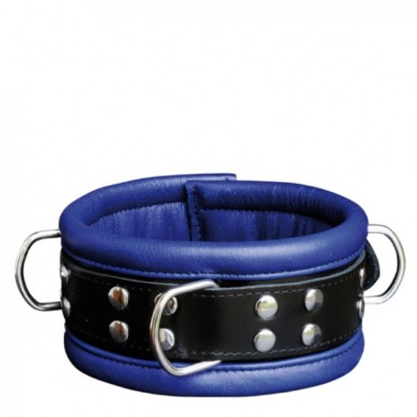 Halsband 6,5 cm blauw - Kiotos Leather