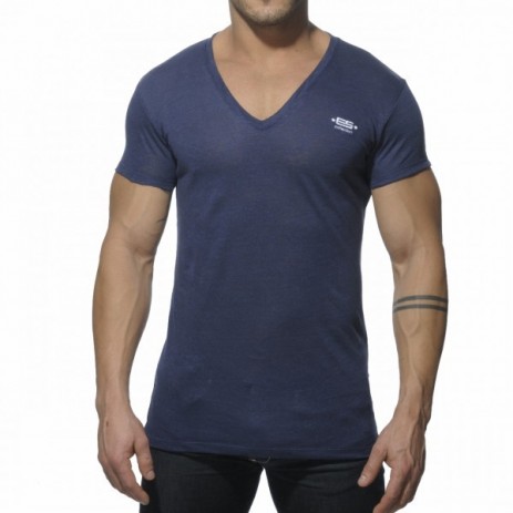 ES Linnen V Neck T-Shirt Navy