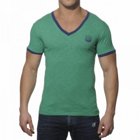 ES Contrast Binding V-hals Shirt Groen