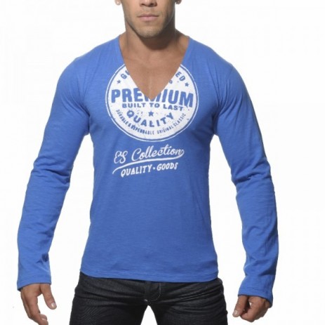 ES Longsleeve Printed T-Shirt Blauw