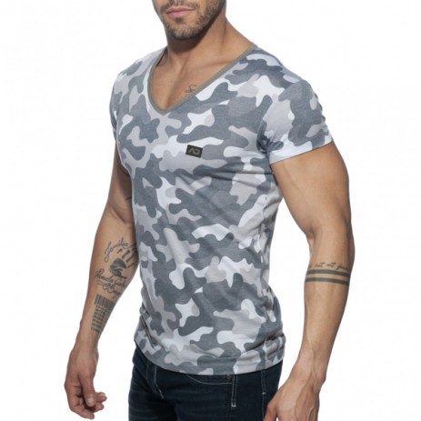 Addicted Washed Camo T-Shirt - Charcoal zijkant