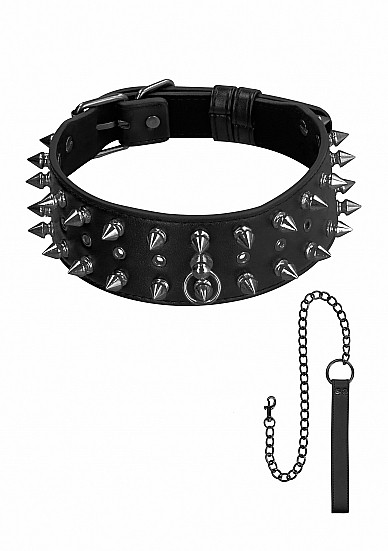 Ouch! Skulls and Bones -  Halsband met Spikes en Ketting  los