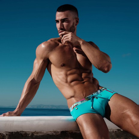ES Collection Contrast Stripes Slip - Turquoise