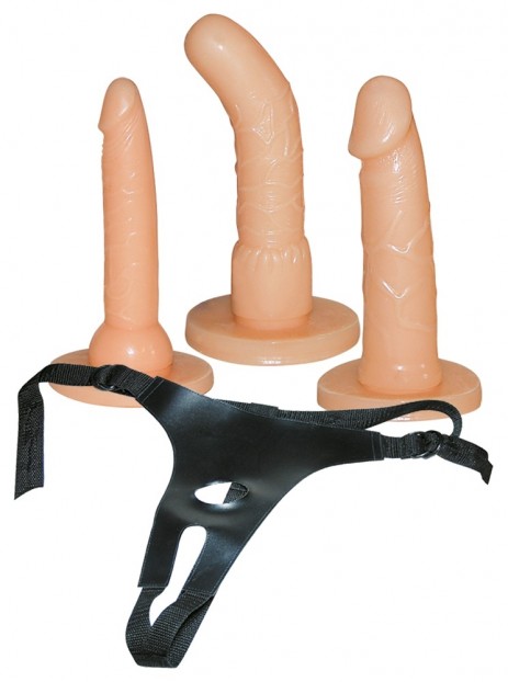 Strapon Set met 3 dildo's