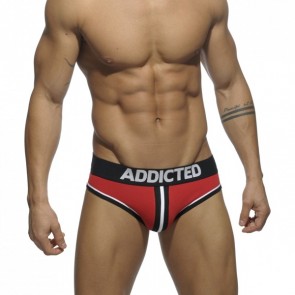 Addicted AD305 Double Piping Bottomless Brief Red