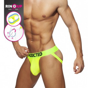 Addicted Ring Up Neon Mesh Jock - Neon Geel schuin voor