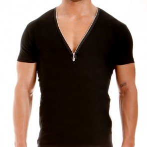 Modus Vivendi Zipper V-Shirt Zwart