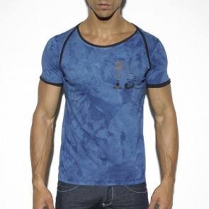 ES Collection 18 Print Dye T-Shirt Marine Blauw