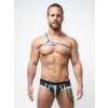 Mister B Neoprene Jock Slip Zwart Wit