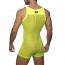 Addicted Mesh Wrestling Suit - Neon Geel sexy back