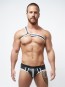Mister B Neoprene Jock Slip Zwart Wit Voorkant