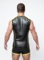 Mister B Neoprene Sleeveless T Zip Zwart Geel Achterkant