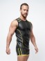 Mister B Neoprene Sleeveless T Zip Zwart Geel Zijkant